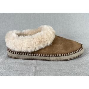 UGG Slippers Womens Size 9 EU 40 Wrin Sheepskin Wool Fur Chestnut Suede Slip On